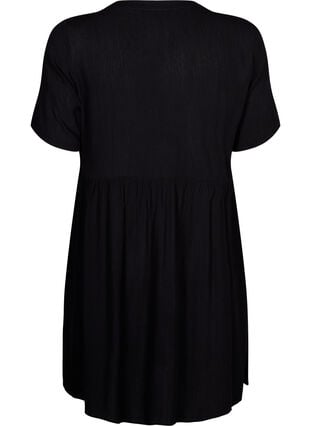 A-linjeformet kjole i viskose med korte ermer, Black, Packshot image number 1