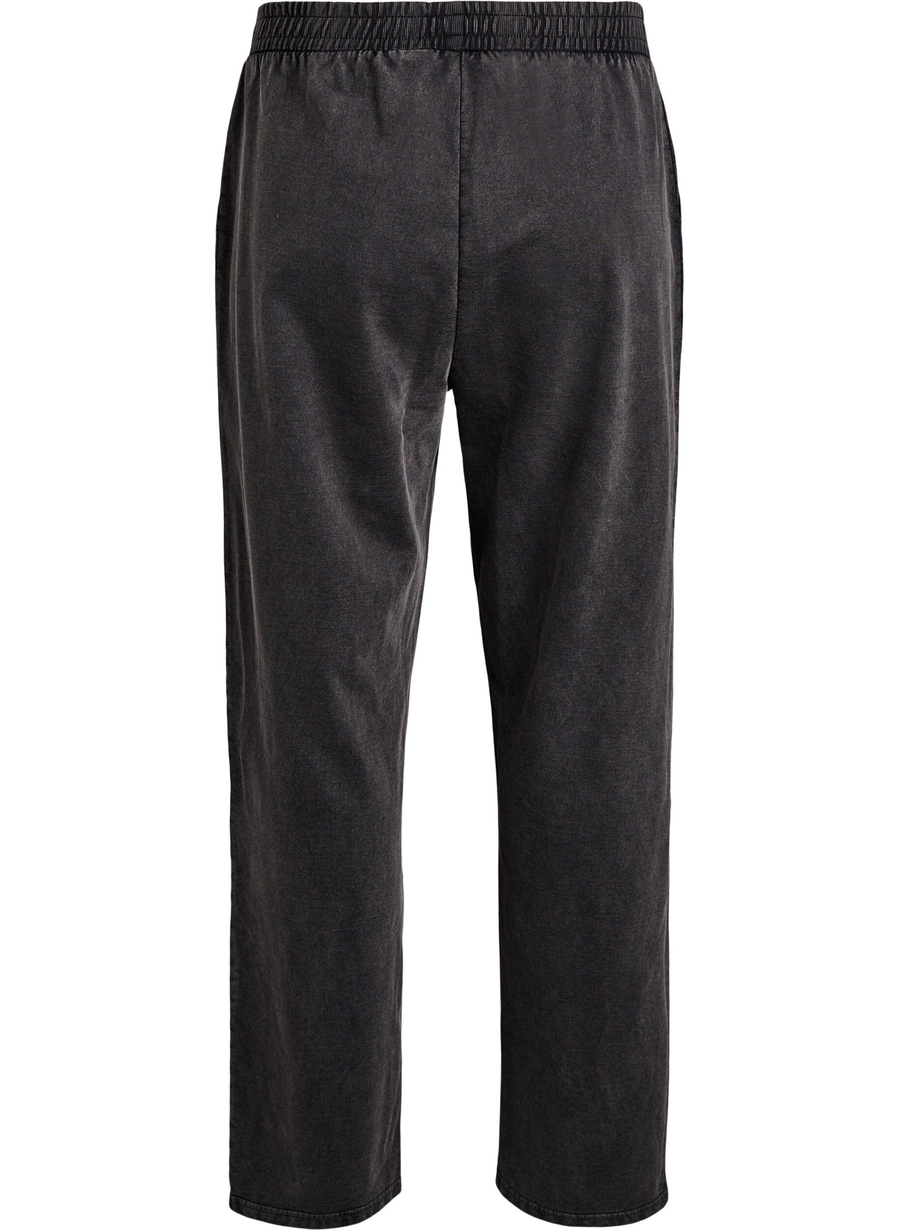 Zizzi Sweatpants med vide ben og vasket effekt, Gr&aring;, Packshot image number 1