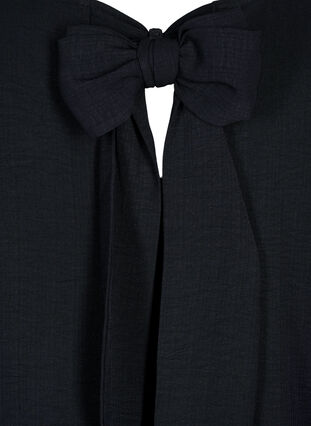 Zizzi Kortermet bluse med sløyfe bak på ryggen, Black, Packshot image number 4