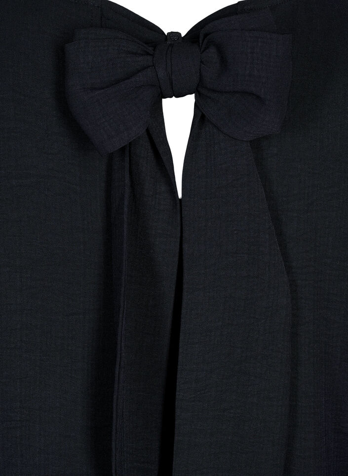 Kortermet bluse med sløyfe bak på ryggen, Black, Packshot image number 4