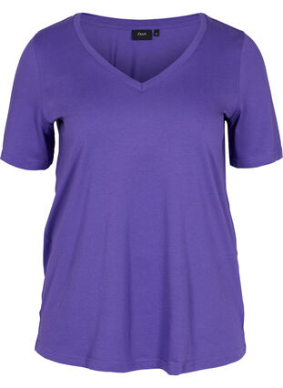 T-skjorte i organisk bomull med V-hals, Ultra Violet, Packshot image number 0
