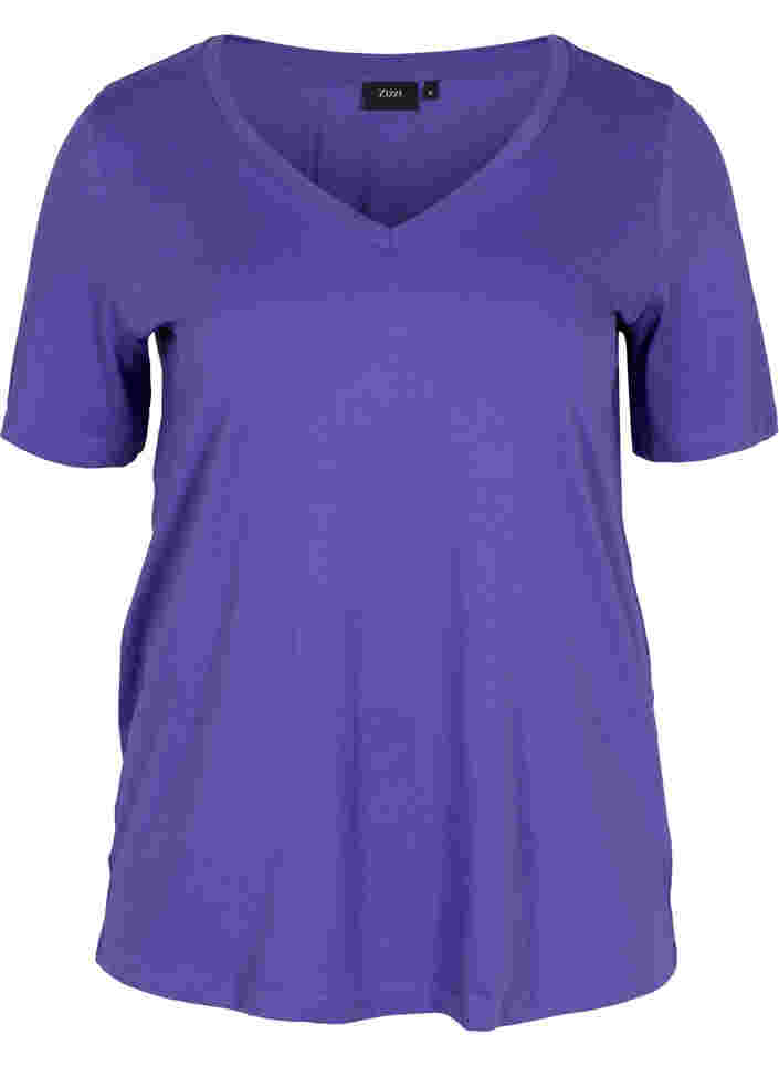 T-skjorte i organisk bomull med V-hals, Ultra Violet