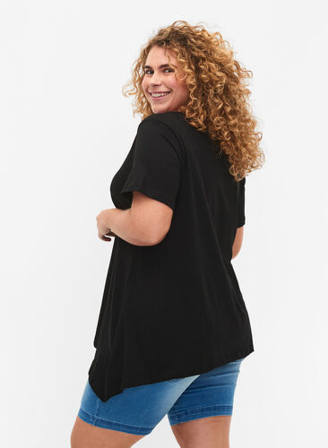 T-skjorte av bomull med korte ermer, Black SOLD, Model image number 1