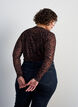 Mesh bluse med trykk, Brun, Model image number 2