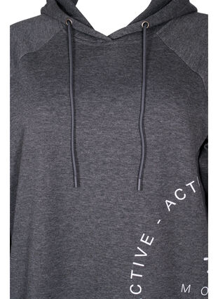Lang hettegenser med tekst foran, Dark Grey Melange, Packshot image number 2