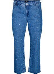 Høy midje Gemma jeans med rhinesteiner, Blue Denim