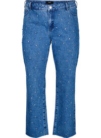 Høy midje Gemma jeans med rhinesteiner, Blå Høy midje Gemma jeans med rhinesteiner