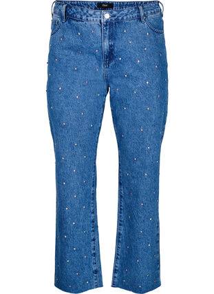 Zizzi Høy midje Gemma jeans med rhinesteiner, Blå, Packshot image number 0
