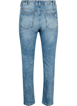 Emily jeans med vanlig midje og ødeleggelser, Blue denim, Packshot image number 1