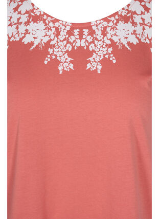 T-skjorte i bomull med mønster, Faded RoseMel feath, Packshot image number 2