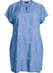 Lyocell kjole med plagg i denim og broderte blomster, Bl&aring;, Packshot image number 0