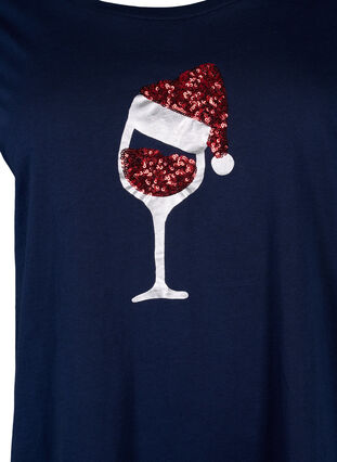 T-skjorte med julemotiv i bomull, Navy Blazer Wine, Packshot image number 2