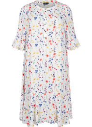 Blomstret midikjole med 3/4-ermer, Multi Flower AOP