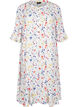 Blomstret midikjole med 3/4-ermer, Blå, Packshot image number 0