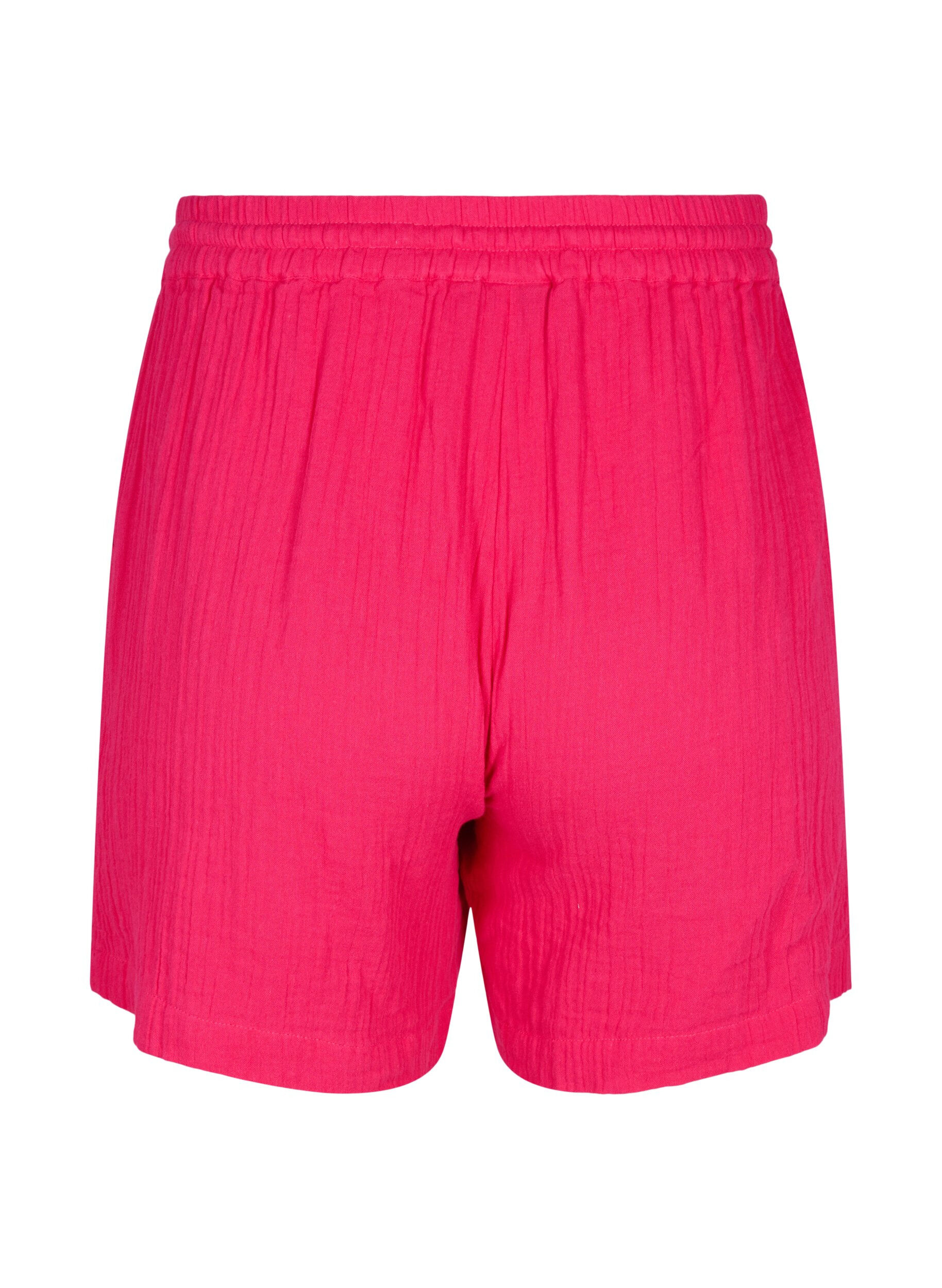 Zizzi Shorts i bomullsmusselin med lommer, Bright Rose, Packshot image number 1