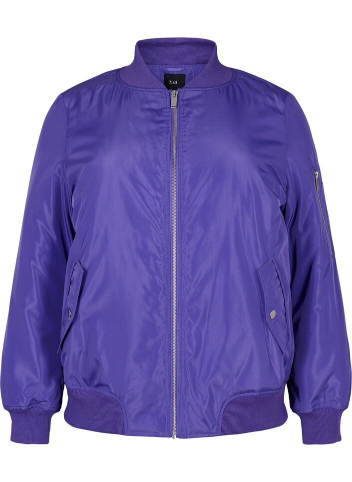 Bomberjakke med glidelås, Purple Opulence, Packshot image number 0