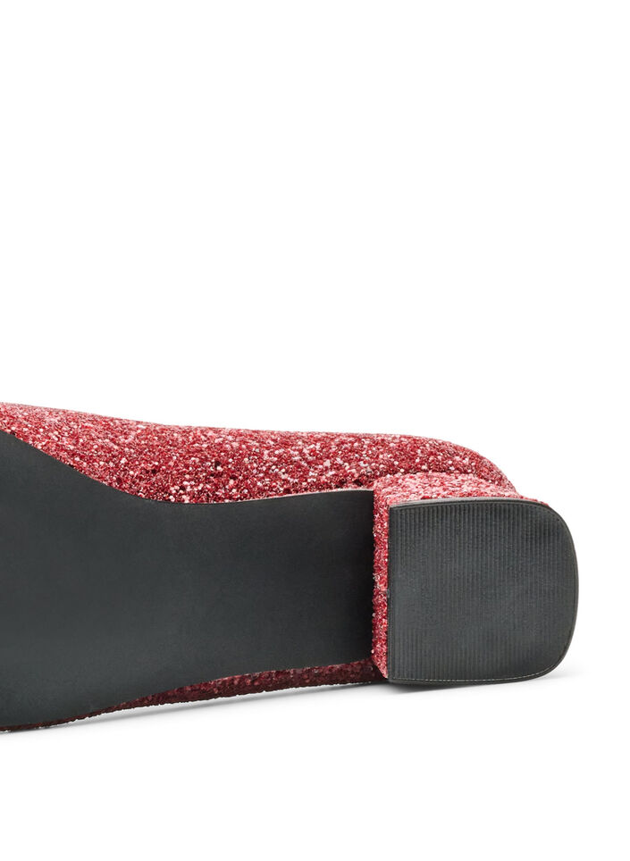 Glitterpumps med sl&oslash;yfe, R&oslash;d, Packshot image number 4