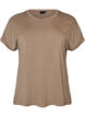 Stripete T-skjorte i viskose med rund hals, Beige, Packshot image number 0