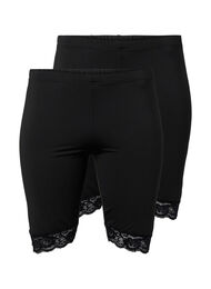 Sykkelshorts med blondekant, 2 stk., Black / Black