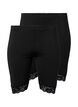 Sykkelshorts med blondekant, 2 stk., Black / Black, Packshot image number 0