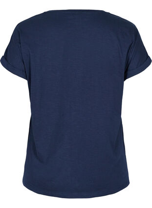 T-skjorte med trykk i økologisk bomull, Navy Blazer Silver, Packshot image number 1
