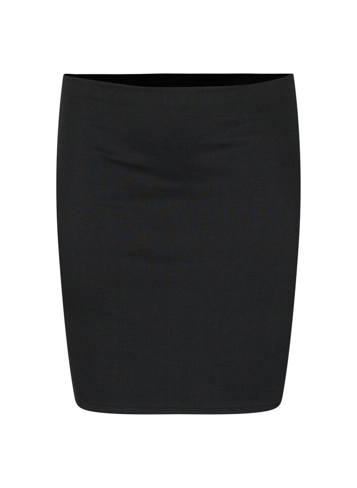 Tettsittende skjørt i viskose med splitt, Black, Packshot image number 0