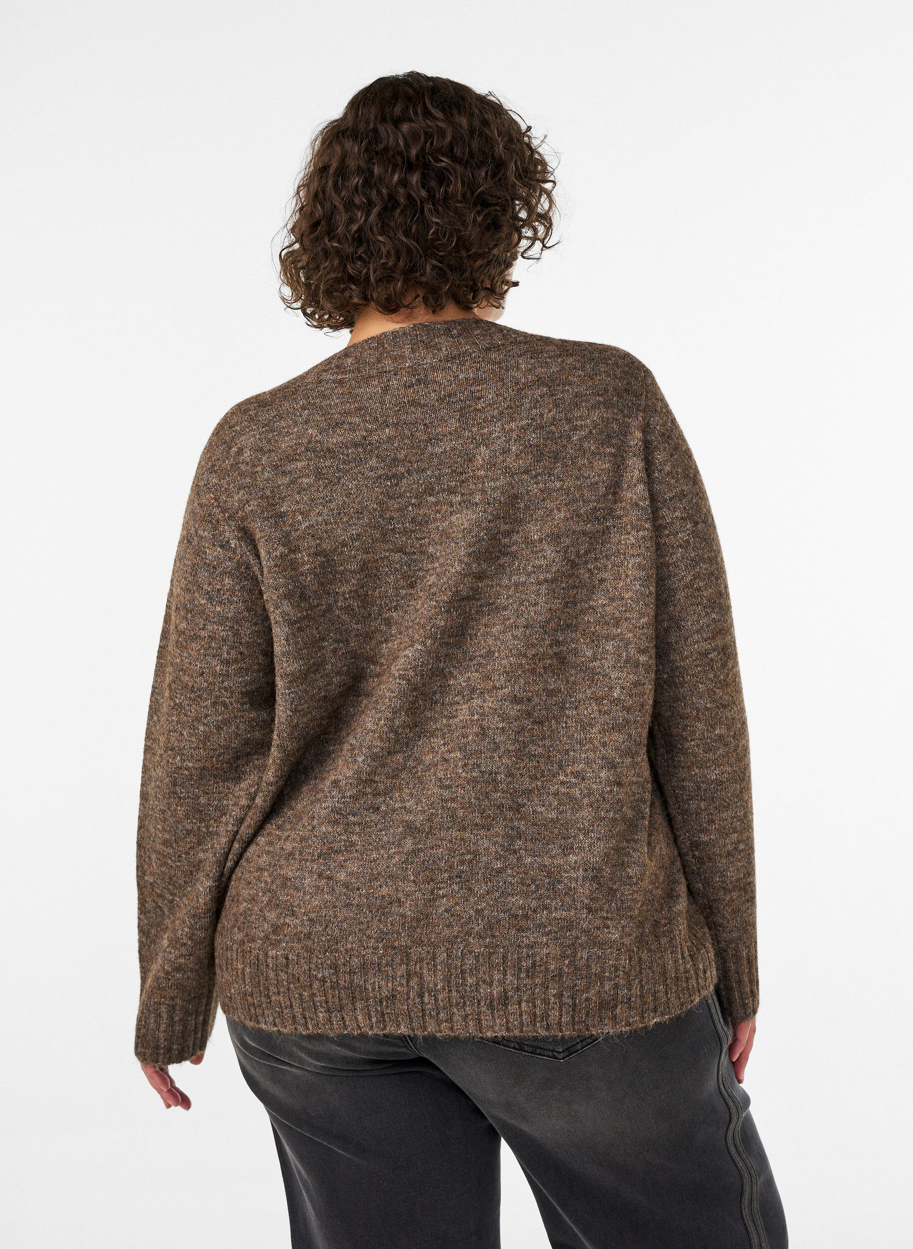 ZizziGenser med V-hals, Brun, Model image number 2