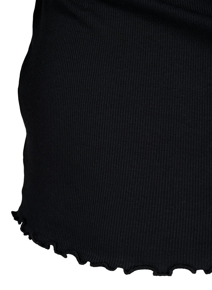 Ribbestrikket tanktopp med knapper, Black, Packshot image number 3