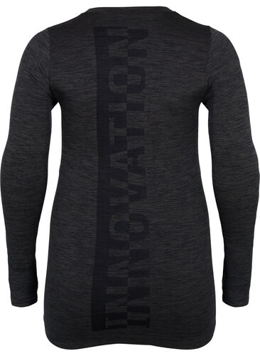 Melert sømløs undertrøye, Dark Grey Melange, Packshot image number 1