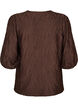 Bluse med tekstur og 3/4 ermer, Brun, Packshot image number 1