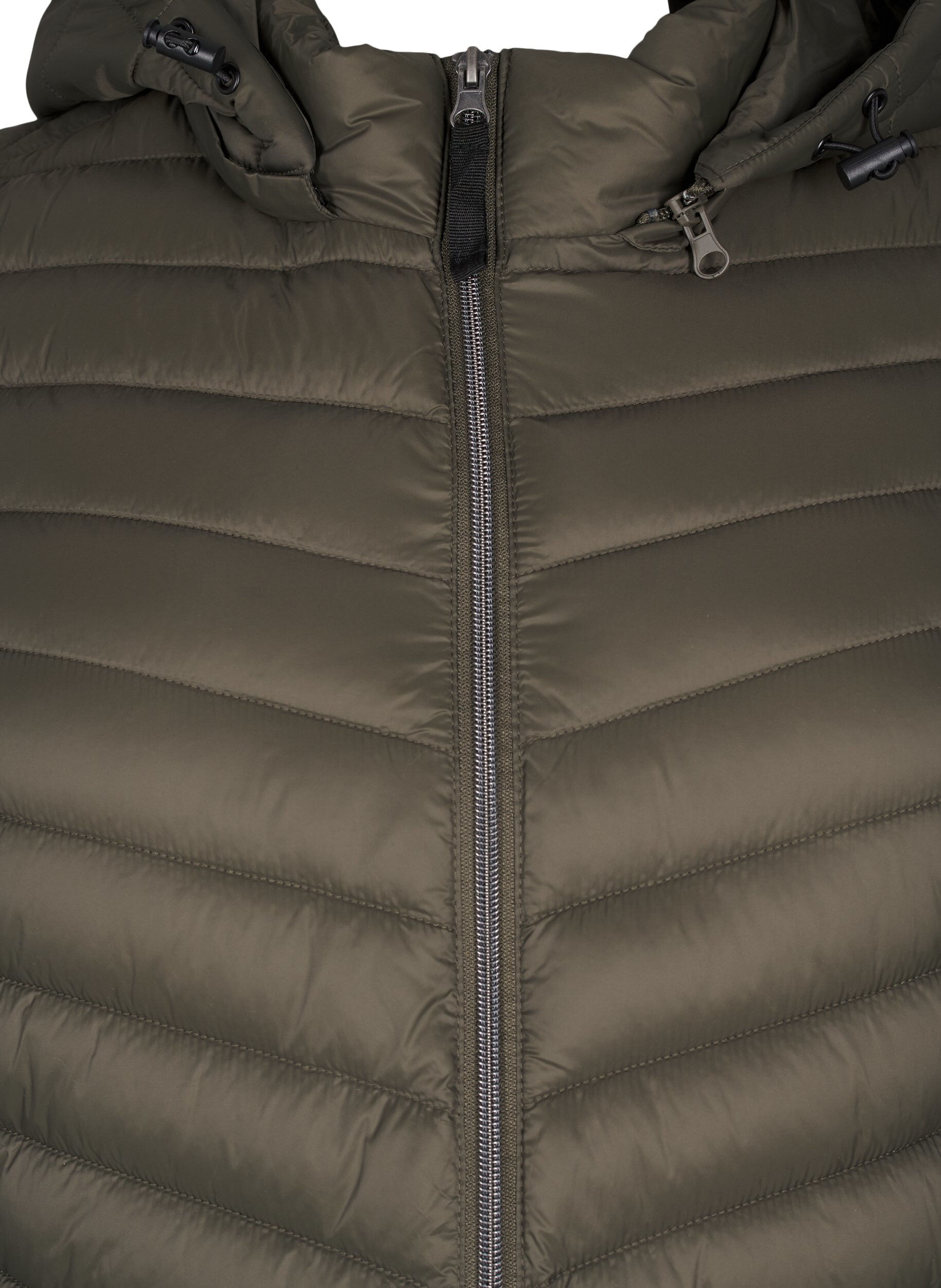 Zizzi Lett jakke med lommer og avtakbar hette, Gr&oslash;nn, Packshot image number 2