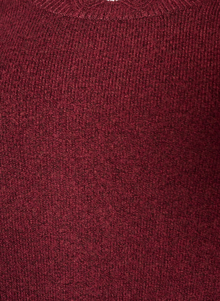 Strikkebluse med b&oslash;lgete kanter, R&oslash;d, Packshot image number 2