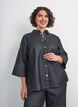 Denimskjorte med glittertr&aring;d og 3/4 ermer, Gr&aring;, Model image number 0