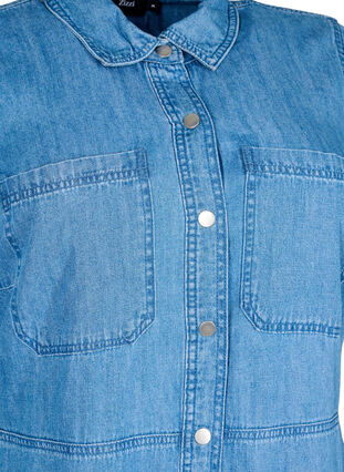 Skjortekjole i denim med korte ermer, Light Blue Denim, Packshot image number 2