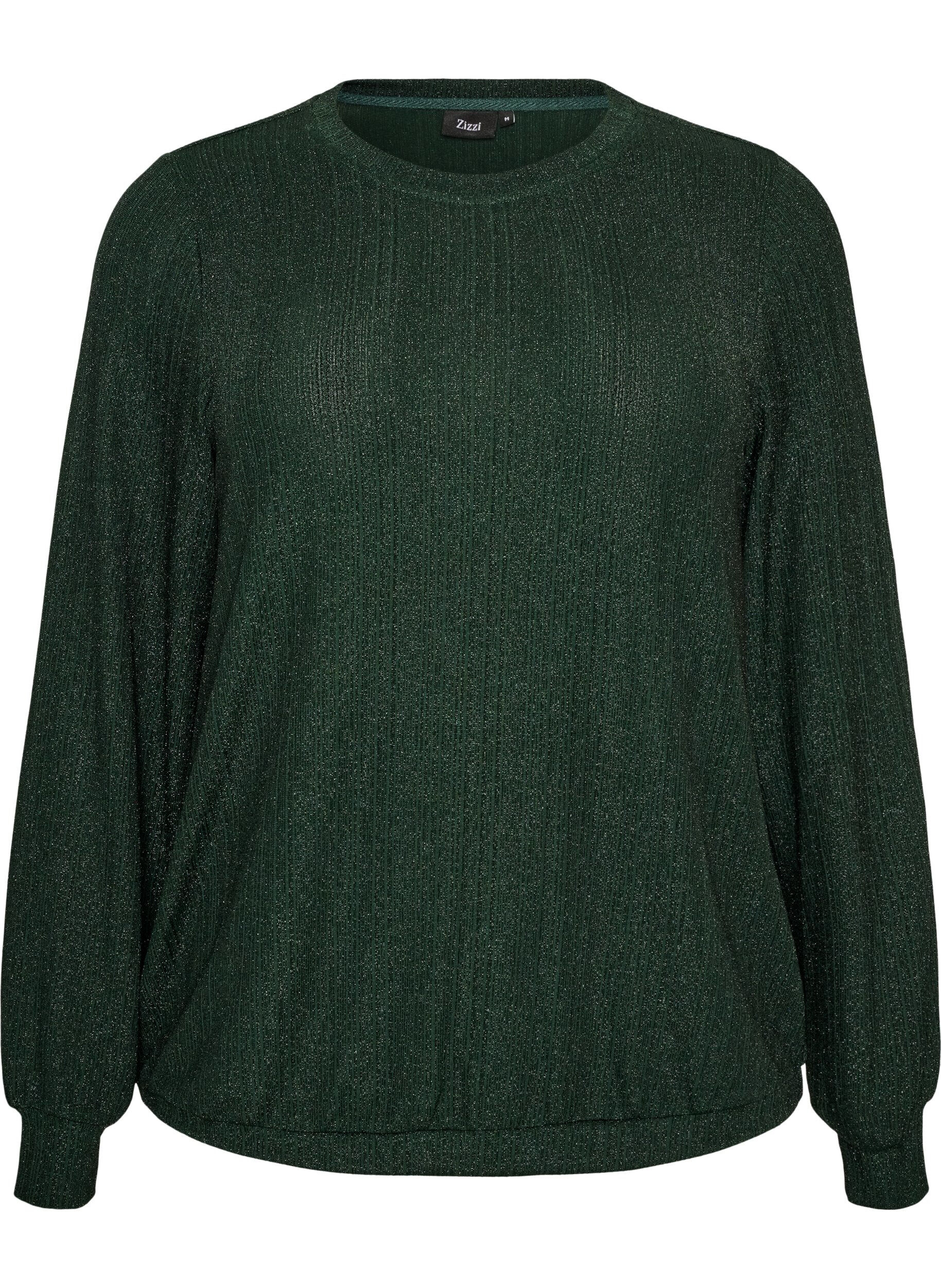 Bluse med vertikal struktur og glittertr&aring;d
