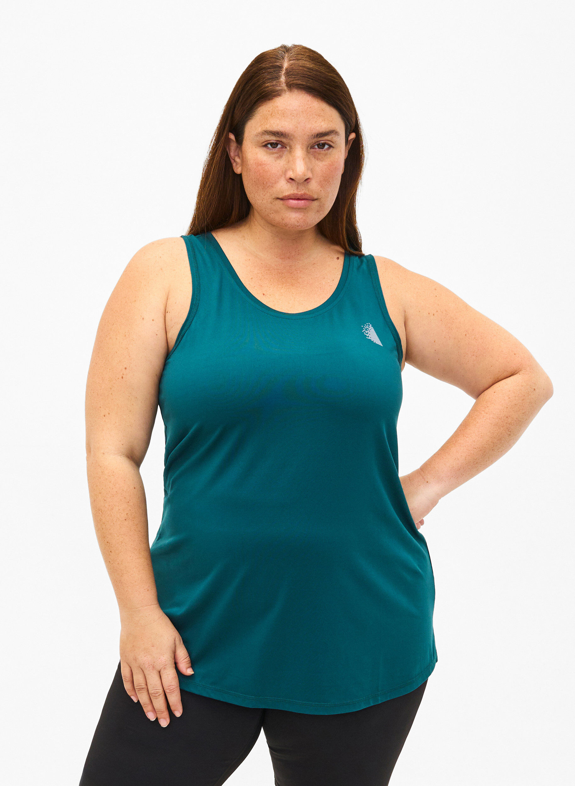 Zizzi Treningsoverdel med rund hals, Deep Teal, Model image number 0
