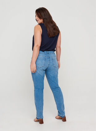 Slim fit Emily jeans med normal høyde på livet, Blue denim, Model image number 1