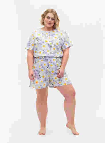 Oversize pysjamas T-skjorte med mønster, Lavender Blue AOP, Model image number 2