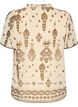 Bluse med m&oslash;nster og heklet kant, Beige, Packshot image number 1