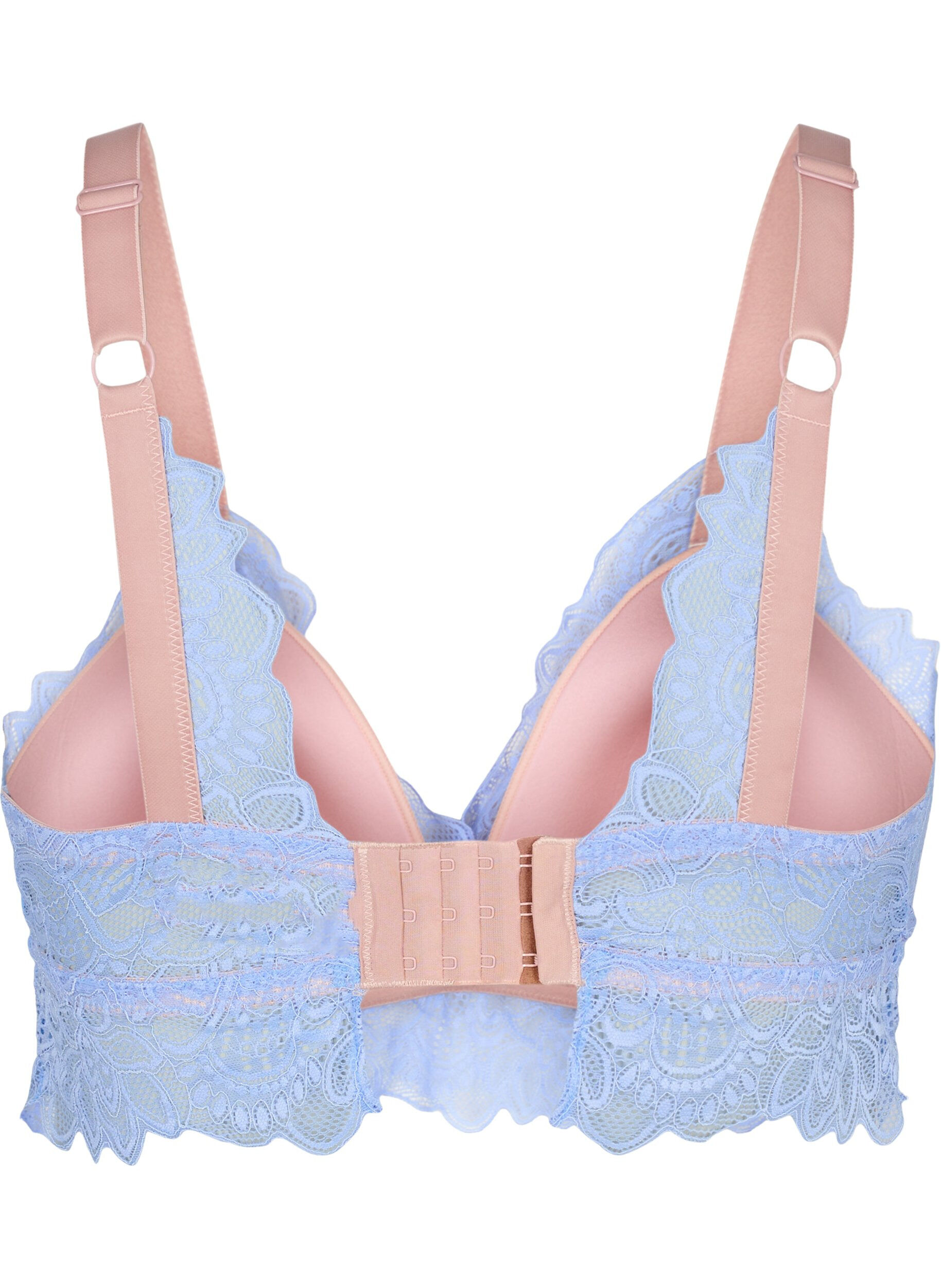 Zizzi Bralette med blonder og myk vattering, Serenity, Packshot image number 1