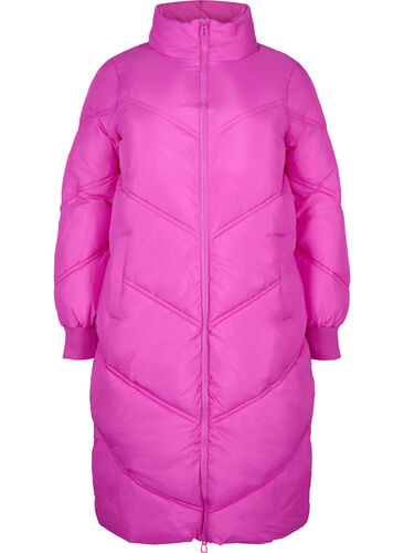 Lang puffer-vinterjakke, Rose Violet, Packshot image number 0