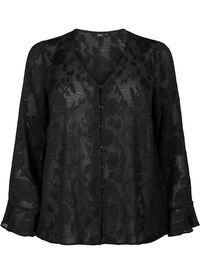 Langarmet skjorte med jacquard-utseende