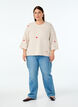 Strikket bluse med hjerter og 3/4-ermer, Beige, Model image number 1