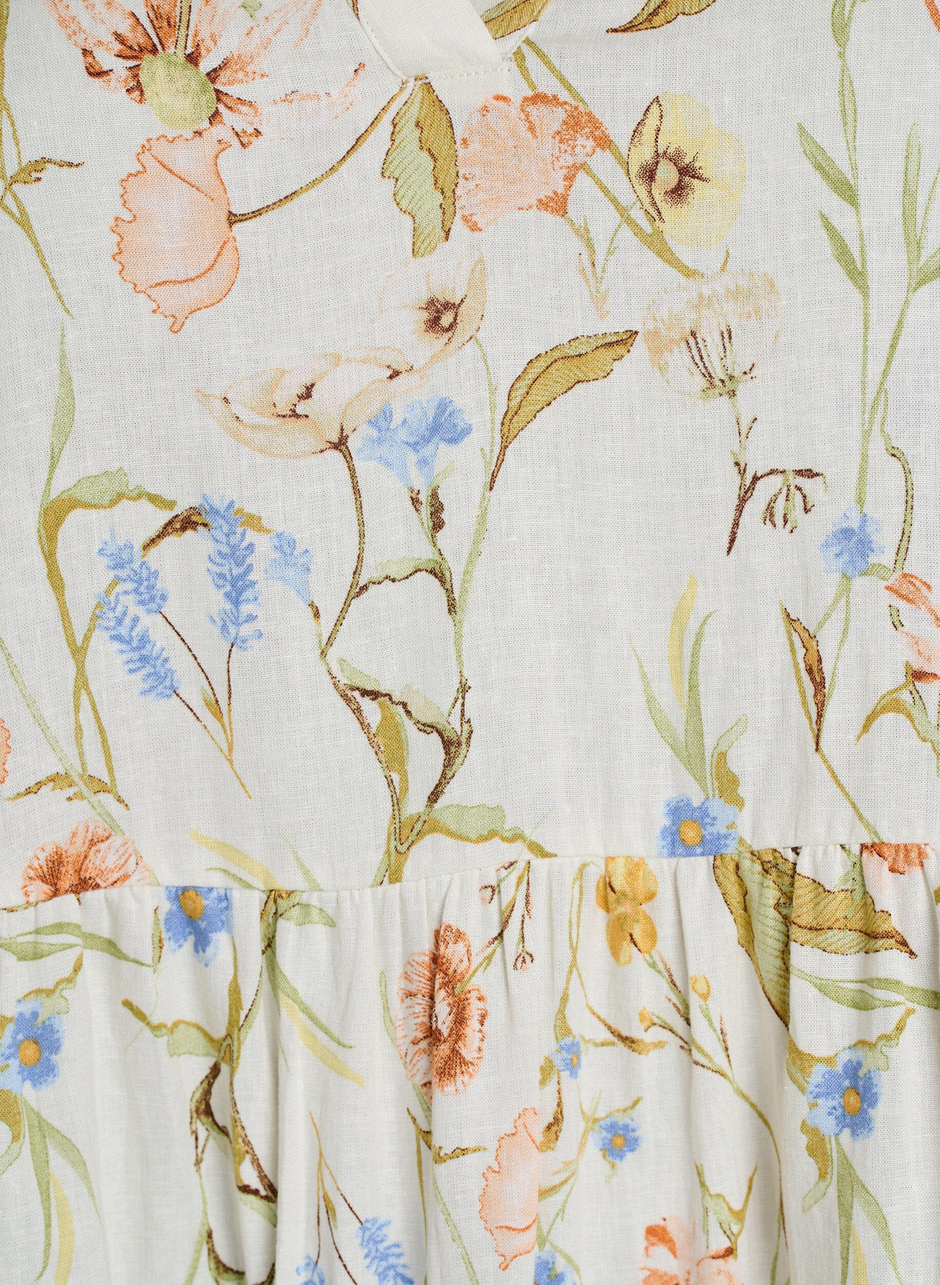 Zizzi Knelang A-linje kjole i lin og viskose, Vanilje, Packshot image number 2