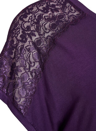 Zizzi Viskose nattkjole med blonder detaljer, Lilla, Packshot image number 3