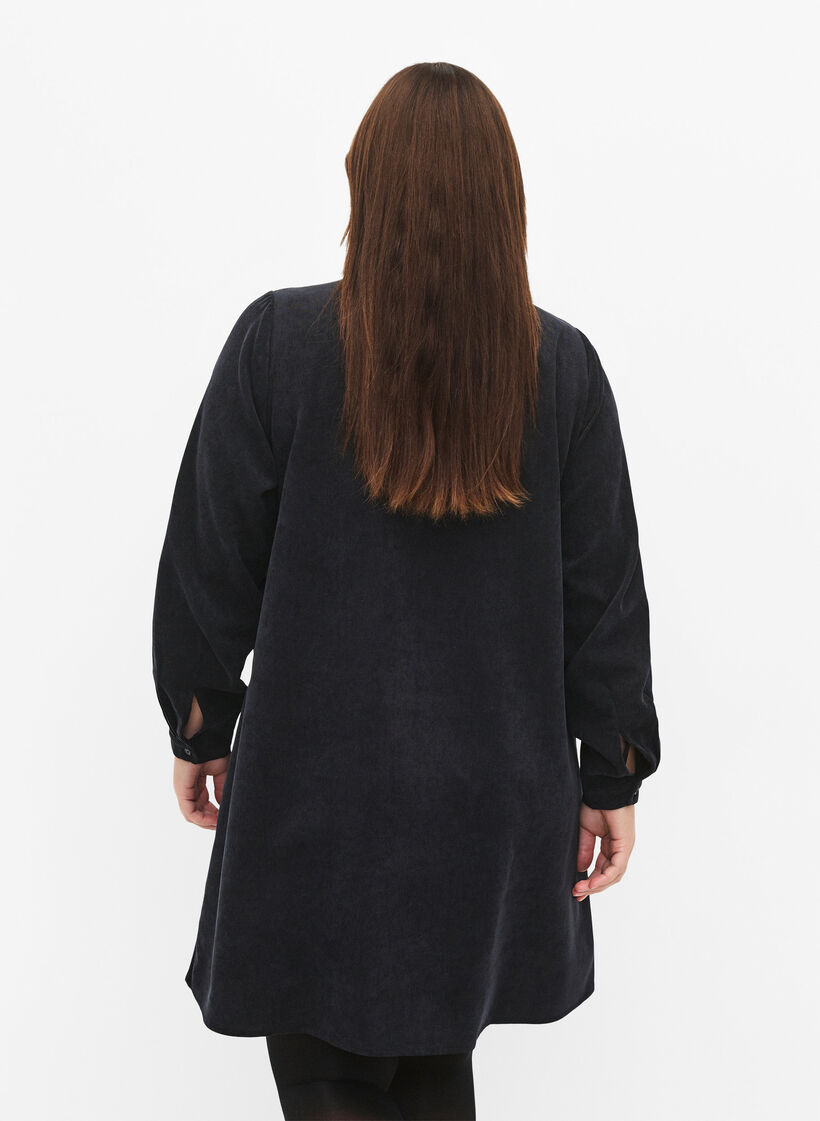 Kjole i fl&oslash;yel med glidel&aring;s og 3/4-ermer, Svart, Model image number 2