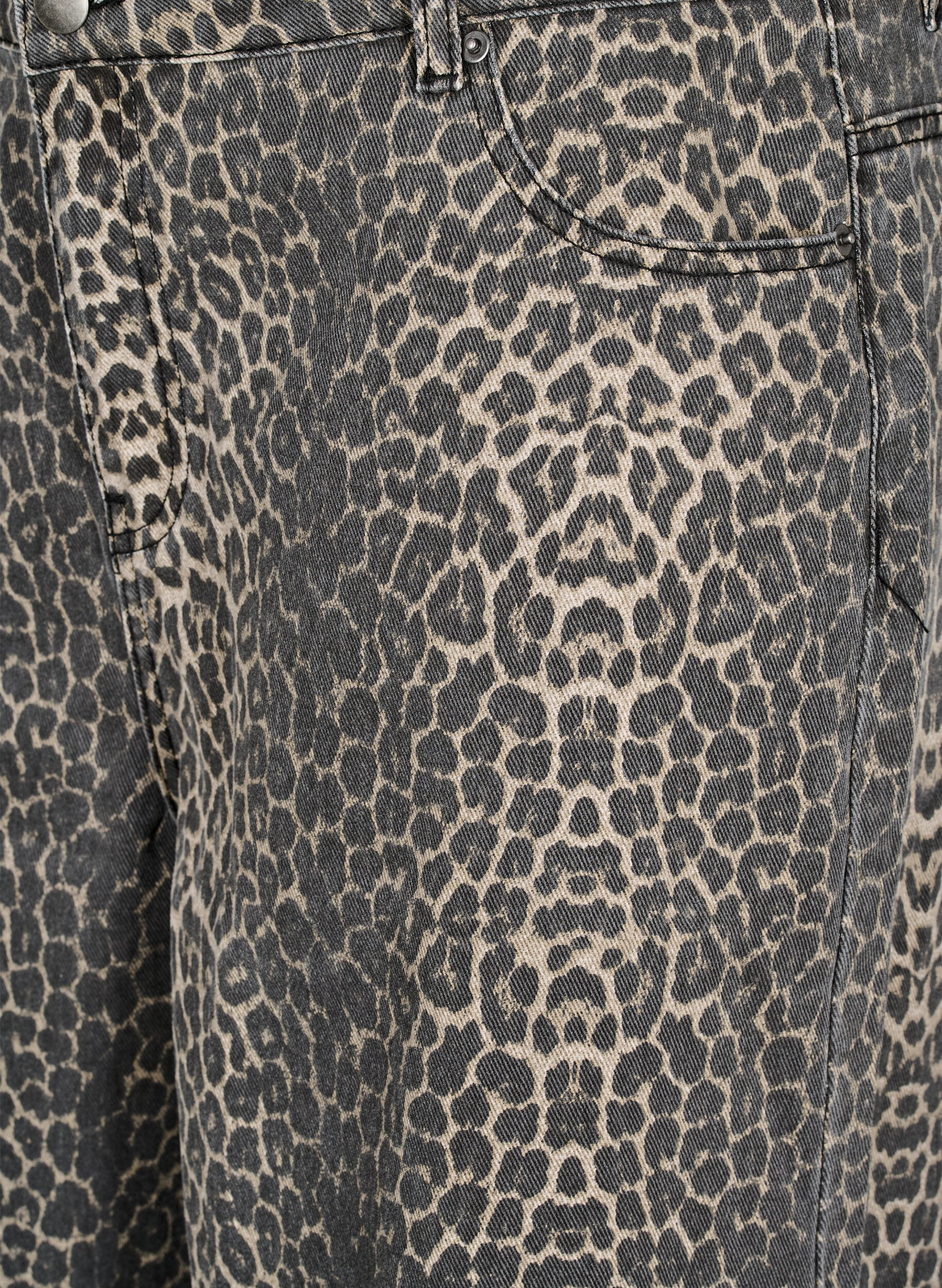 Zizzi Leopardm&oslash;nstret denim Bermudashorts, Brun, Packshot image number 2