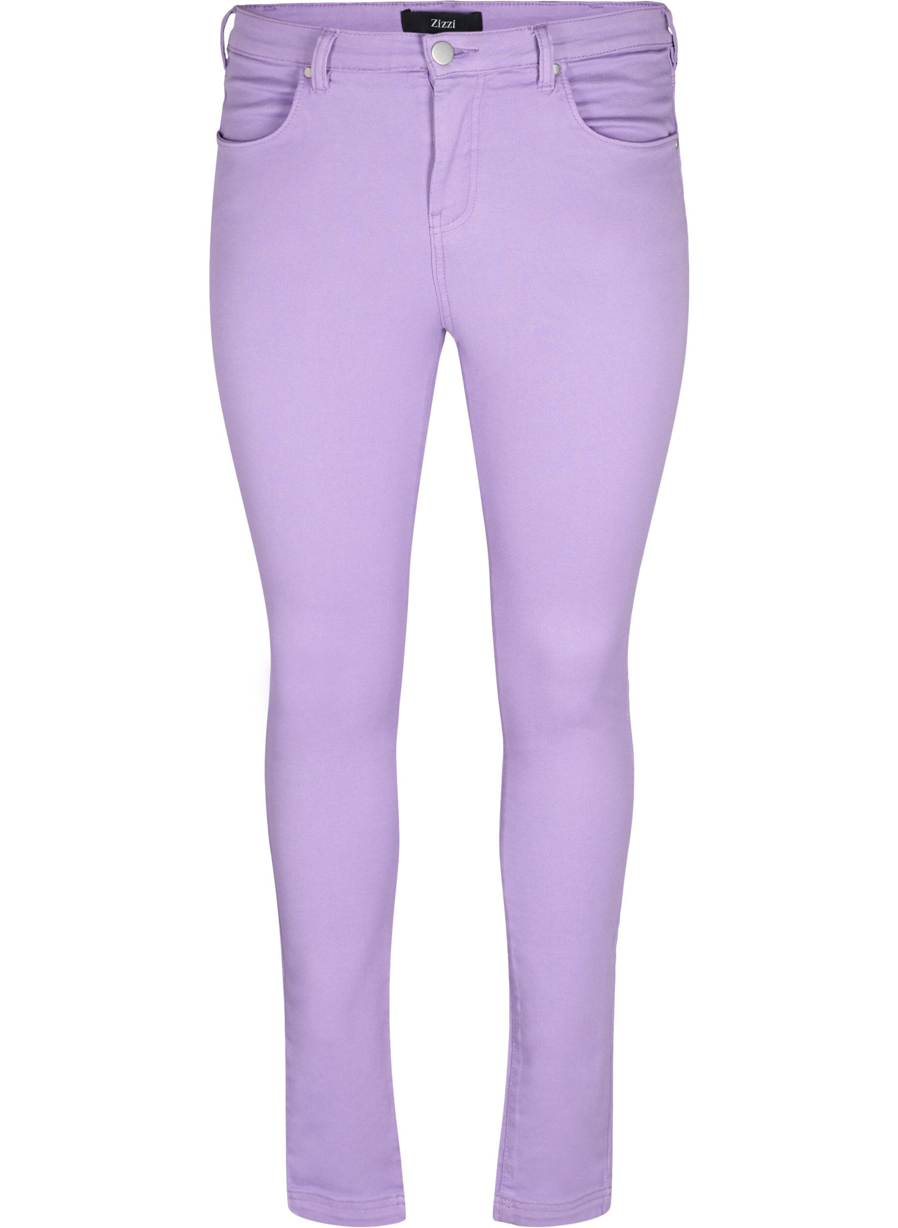 Zizzi Amy jeans med h&oslash;yt liv og super slim fit, Chalk Violet, Packshot image number 0