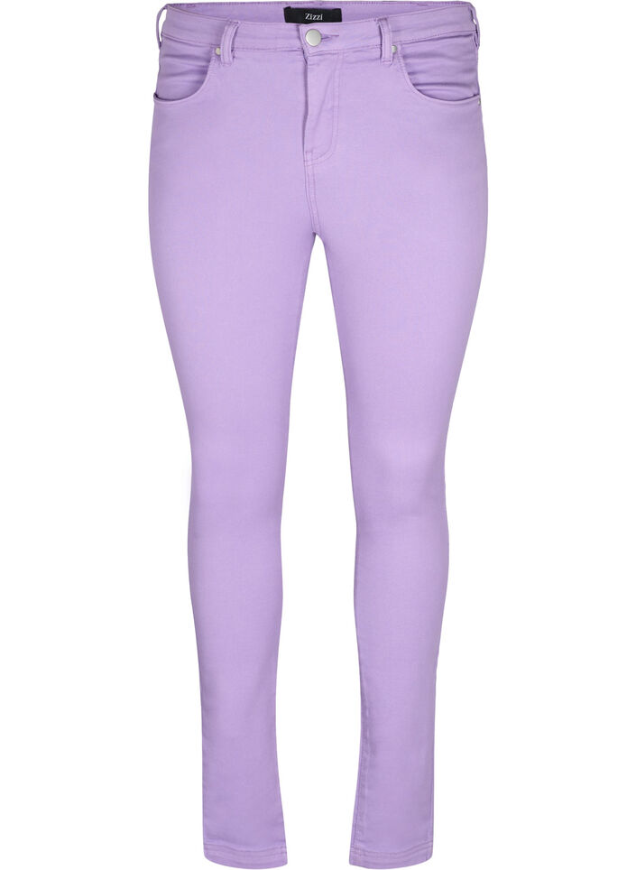 Amy jeans med høyt liv og super slim fit, Chalk Violet, Packshot image number 0