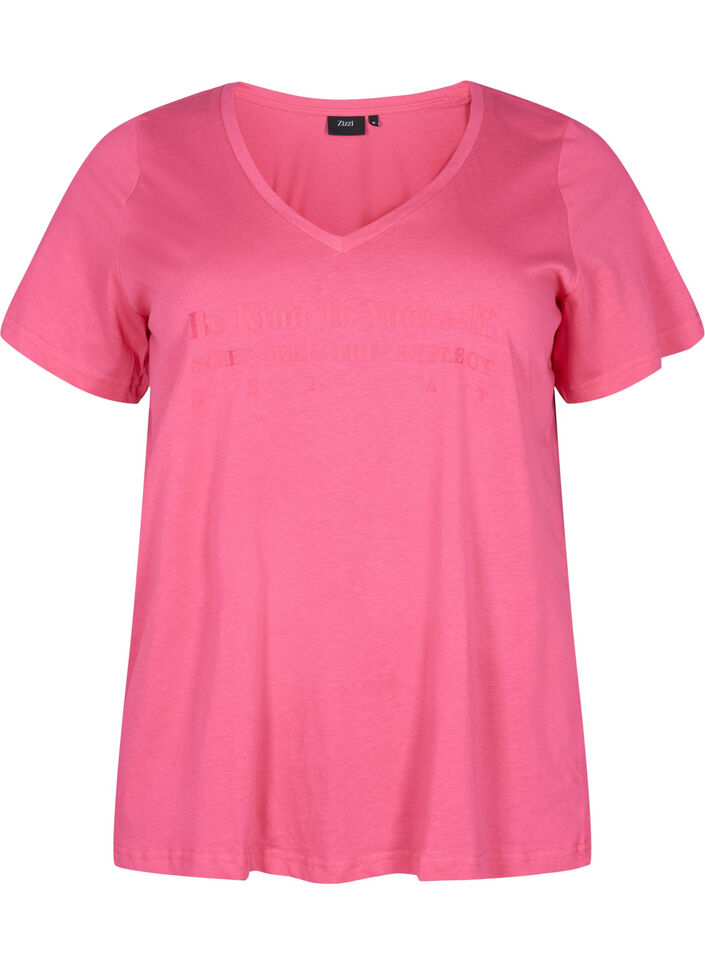 Pysjamas T-skjorte av bomull med trykk, Hot Pink w. Be, Packshot image number 0